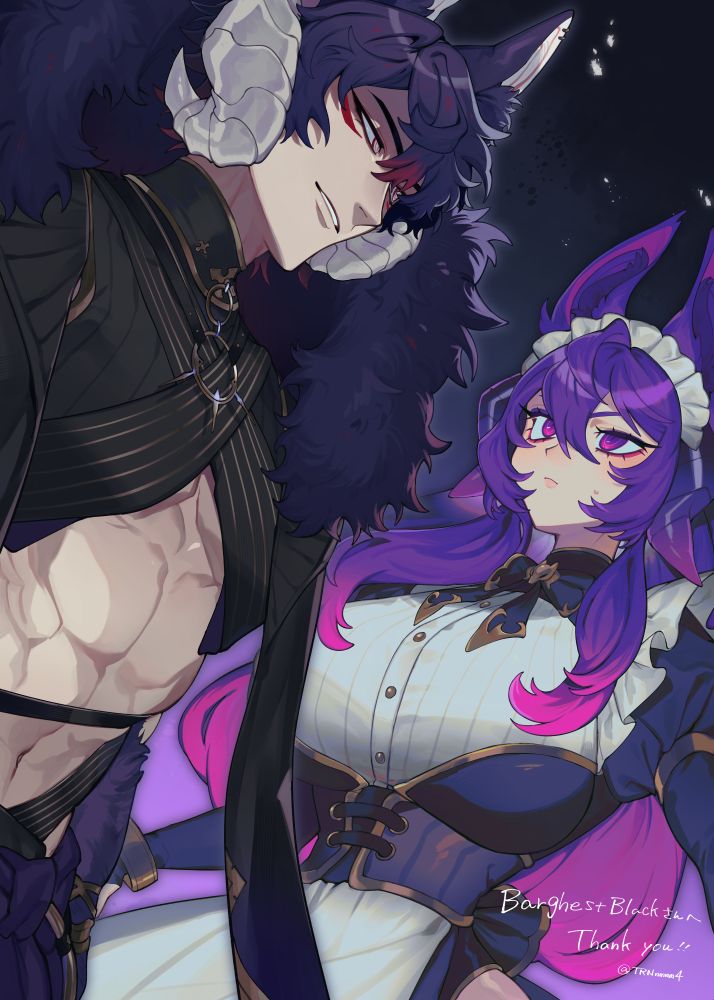 Illustration of my OCs Somber and Rein standing off. Somber looks at her smuggly while she has a more serious expression.