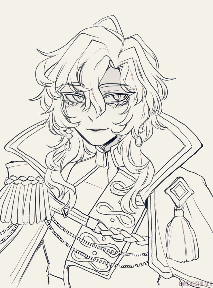 Bust sketch of my OC Iyarri, a dragon in his human form wearing a fancy coat