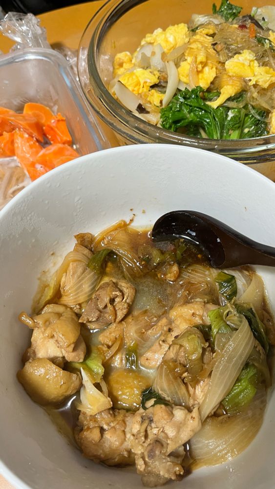 麻婆春雨アレンジ、とりの焼き鳥煮、にんじん