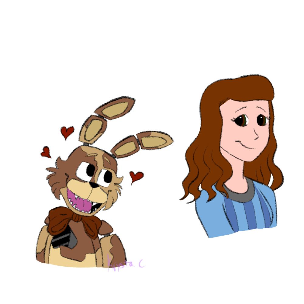 Bust drawing of my oc Drefan and a drawing of my other oc Elsie. I want to redesign Elsie in the future.