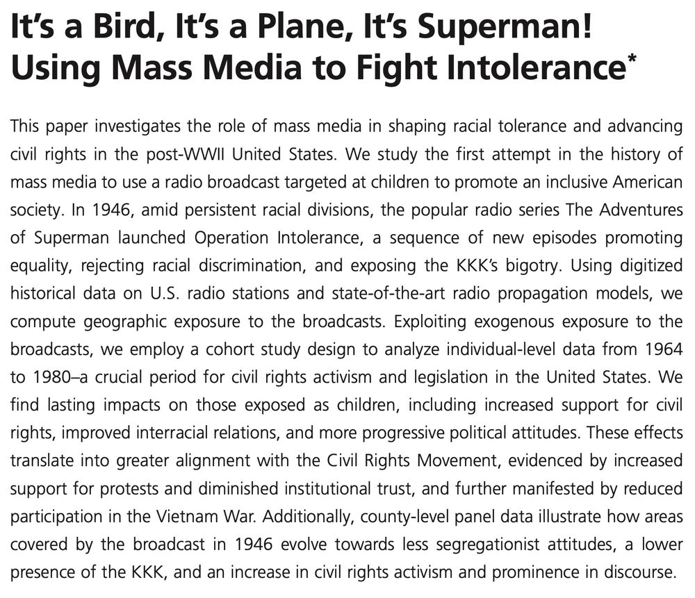 This paper investigates the role of mass media in shaping racial tolerance and advancing civil rights in the post-WWII United States. We study the first attempt in the history of mass media to use a radio broadcast targeted at children to promote an inclusive American society. In 1946, amid persistent racial divisions, the popular radio series The Adventures of Superman launched Operation Intolerance, a sequence of new episodes promoting equality, rejecting racial discrimination, and exposing the KKK's bigotry. Using digitized historical data on U.S. radio stations and state-of-the-art radio propagation models, we compute geographic exposure to the broadcasts. Exploiting exogenous exposure to the broadcasts, we employ a cohort study design to analyze individual-level data from 1964 to 1980a crucial period for civil rights activism and legislation in the United States. We find lasting impacts on those exposed as children, including increased support for civil rights, improved interraci