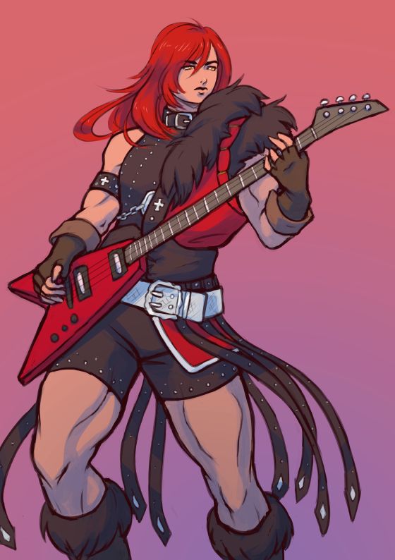 A digital drawing of Simon Belmont from Castlevania Chronicles playing bass guitar.
