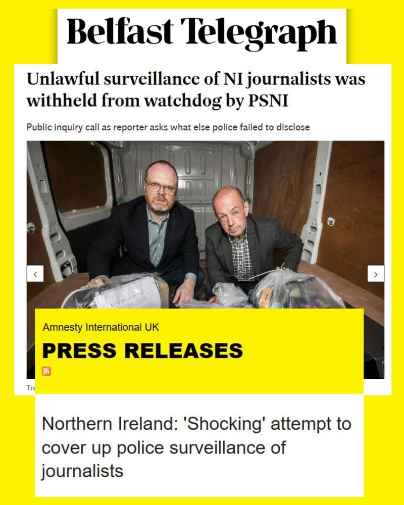 Belfast Telegraph: Unlawful surveillance of NI journalists was withheld from watchdog by PSNI

Public inquiry call as reporter asks what else police failed to disclose