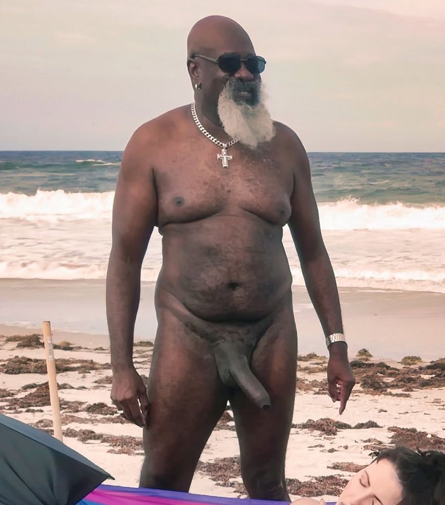 #blackdaddy #silverdaddy #daddydick #manboobs #blackdick #blackcock #bbv #uncutdick #harddick #baldhead #nudebeach #nsfw