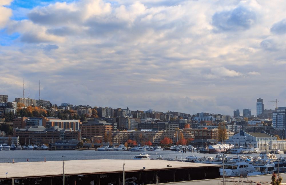 Panorama of buildings on Eastlake across South Lake Union.