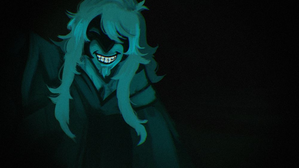 A drawing of the artist's Azem, Mors, drawn in reference of "No, I'm Not a Human"