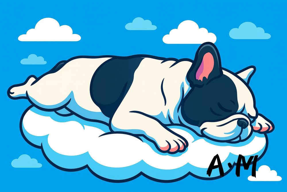 雲に乗って、昼寝して、大空を漂う。
哲学的なまどろみの一瞬を、ポップに描きました。
#優しい逆転 #空の犬 #昼寝の哲学