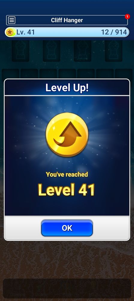 Yukon Solitaire screen says: You've reached level 41. 