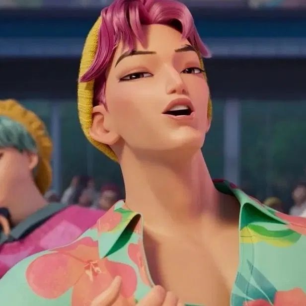 Abby from Saja Boys, Kpop Demon Hunters. The joke is that they look alike.