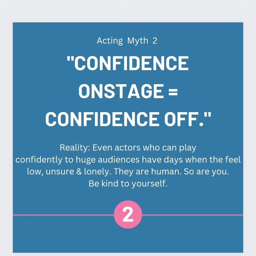 Confidence onstage should equal confidence off. Nope-you are human (white text on blue) 