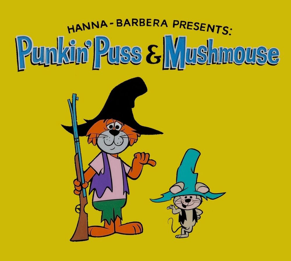 Illustration of the cartoon characters from Hannah-Barbera, Punkin' Puss and Mushmouse.