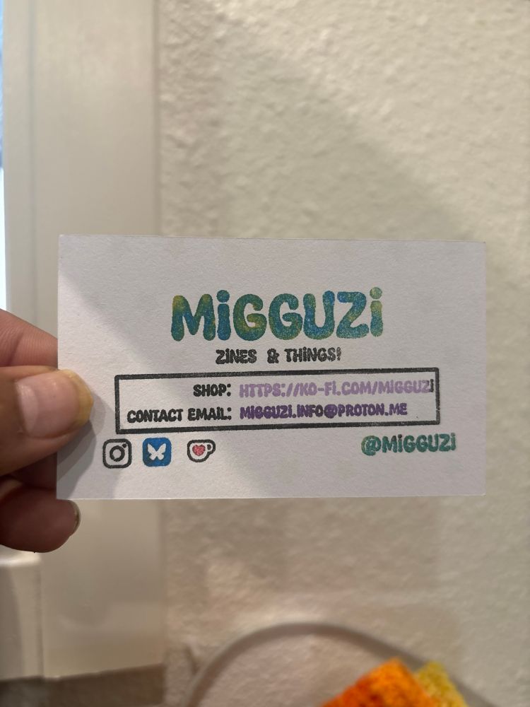 Business card with information to shop and contact me 