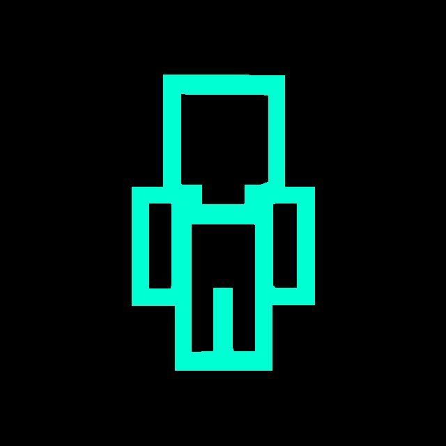 A blocky figure with a bold outline spinning on a blank background