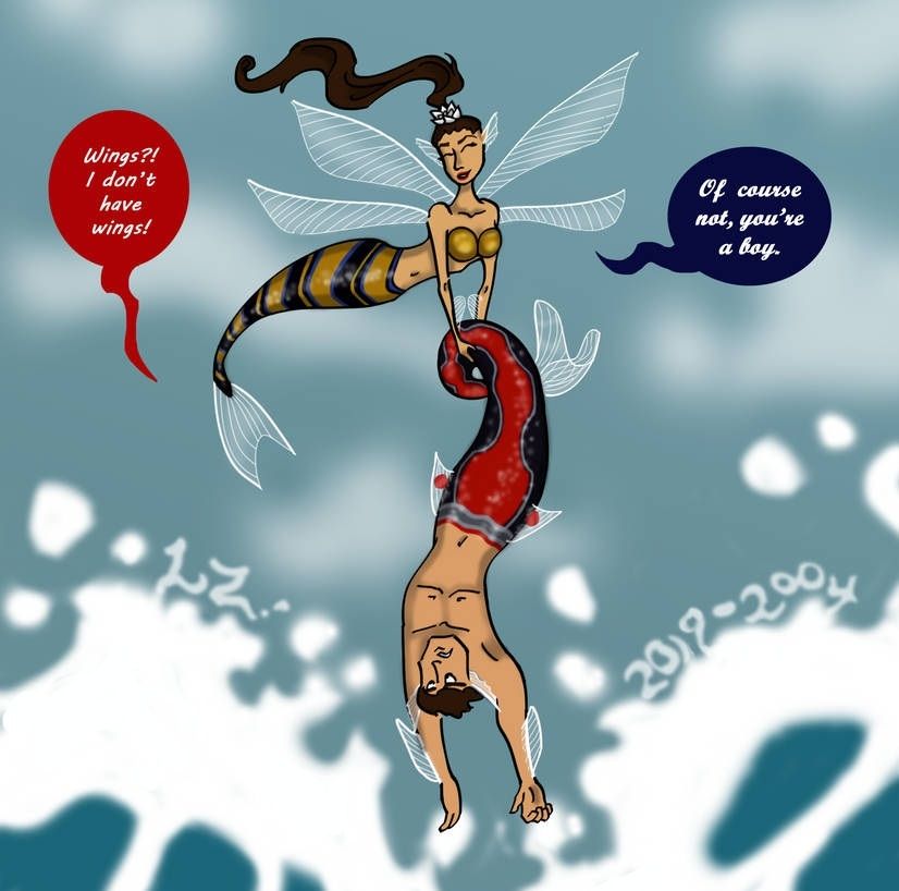 Ant-Man and the Wasp as mer-minnows. 