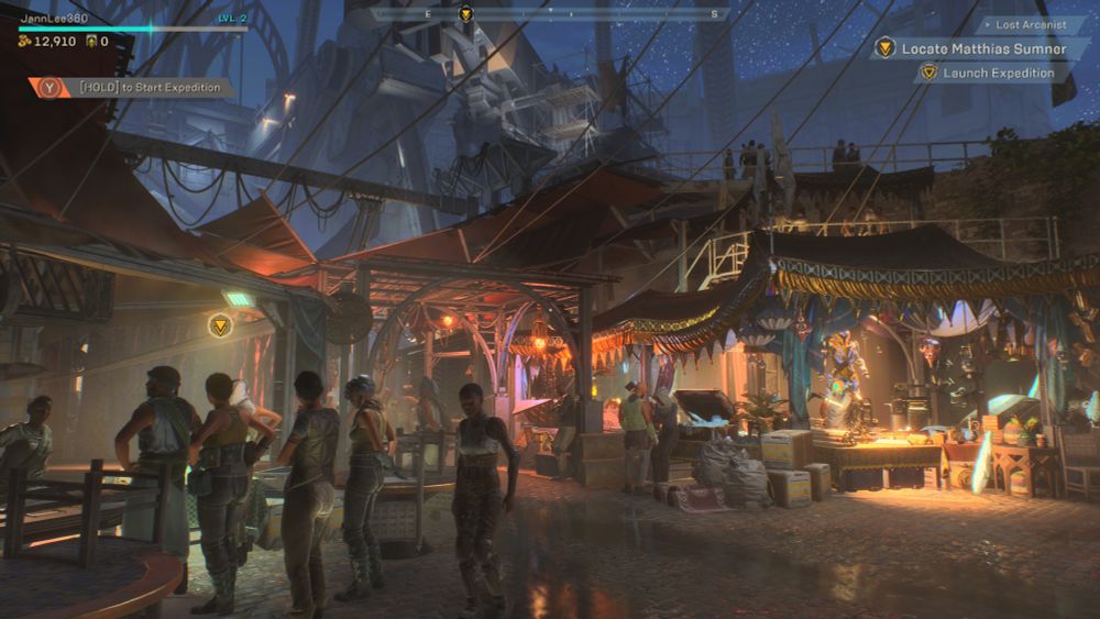 Fort Tarsis market at night. 