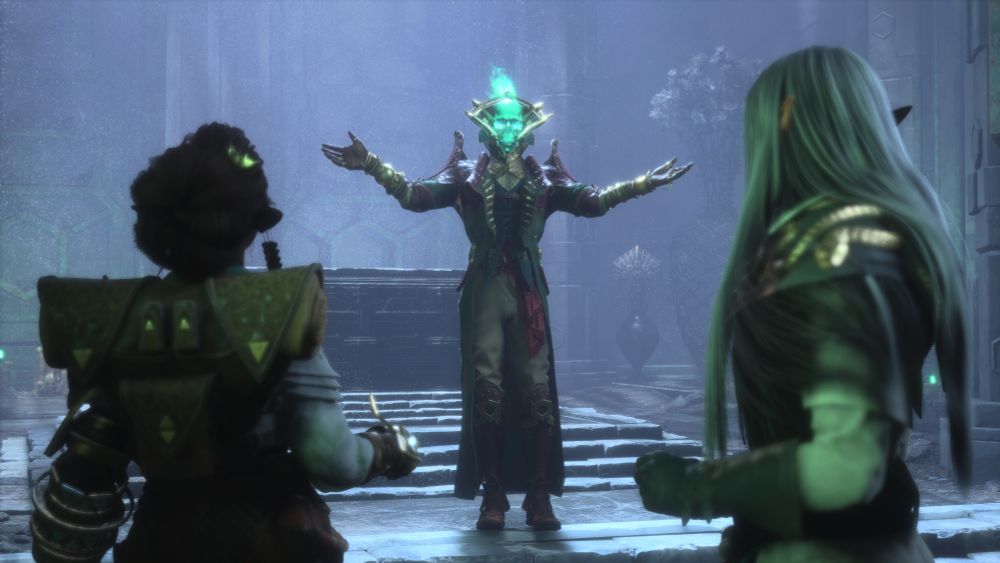 Rook and Bellara meet Emmrich for the first time in the Grand Necropolis.