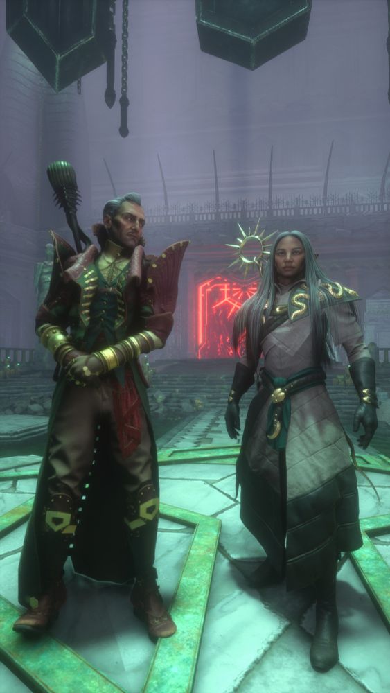 Rook and Emmrich in the Grand Necropolis after beating some Venatori.