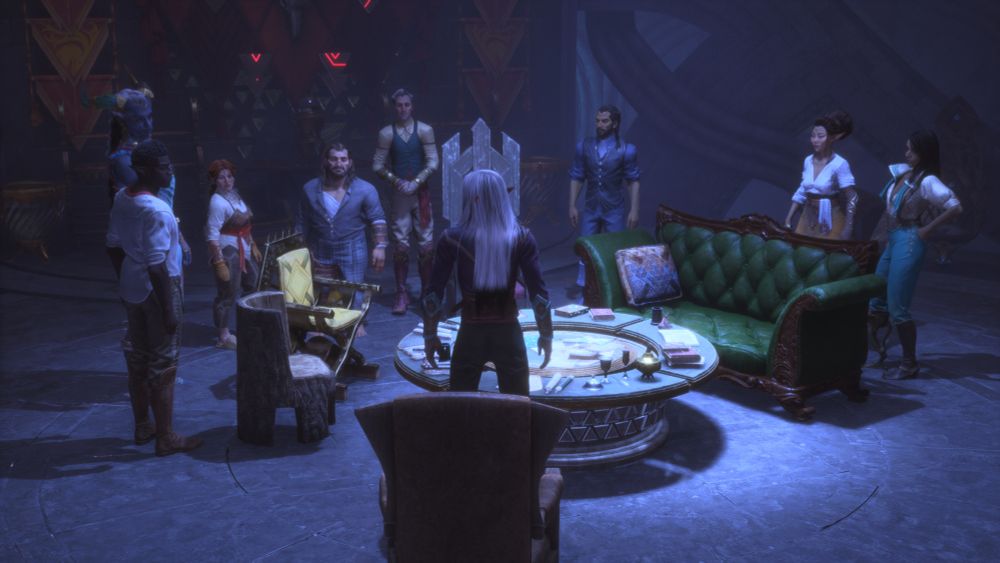 The Veilguard is united. Lucanis is back in the fold and they're discussing next steps.