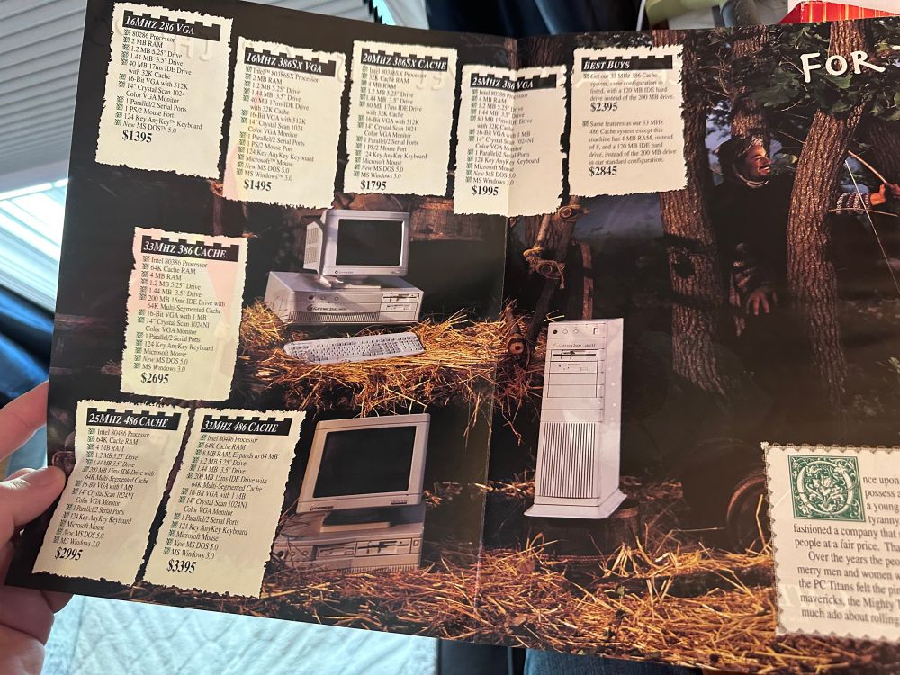 Gateway 2000 ad from 1991 showing various computers for sale. 