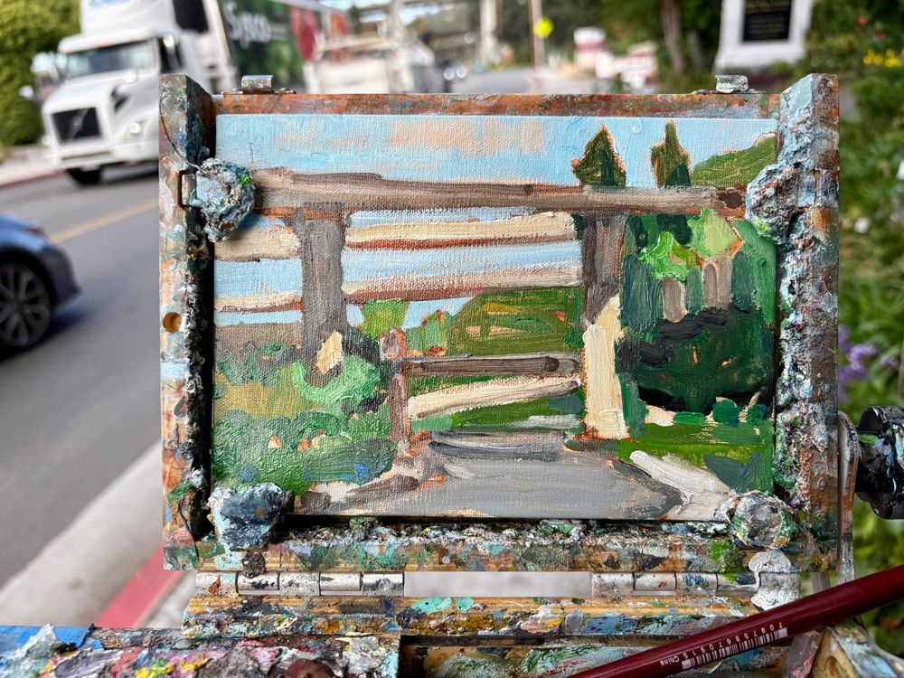 Painting of freeway overpass 