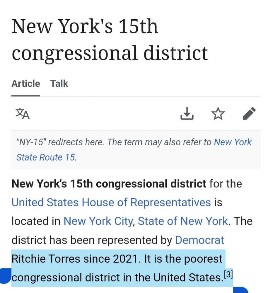New York's 15th congressional district is the poorest district in the U.S.