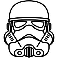 Stormtrooper from Star Wars as a black and white line drawing
