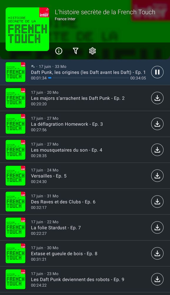 Page du portail du podcast L'histoire Secrète De La French Touch. 