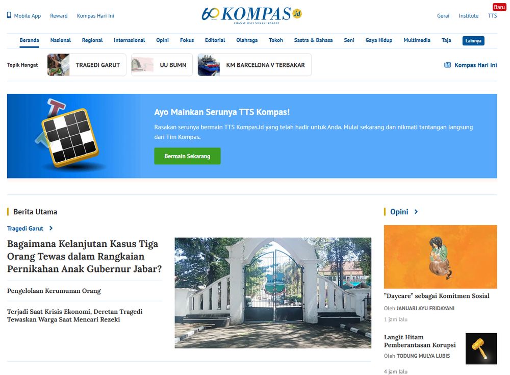 Harian Kompas' page at Kompas.id.