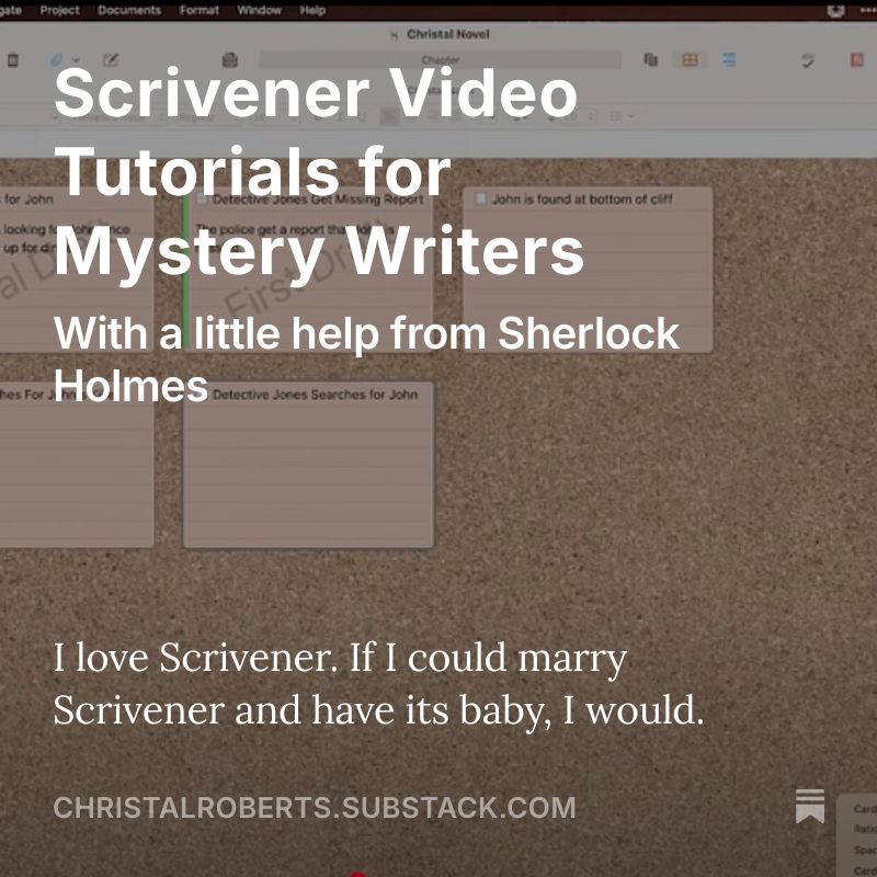 Screenshot of the Scrivener cork board.