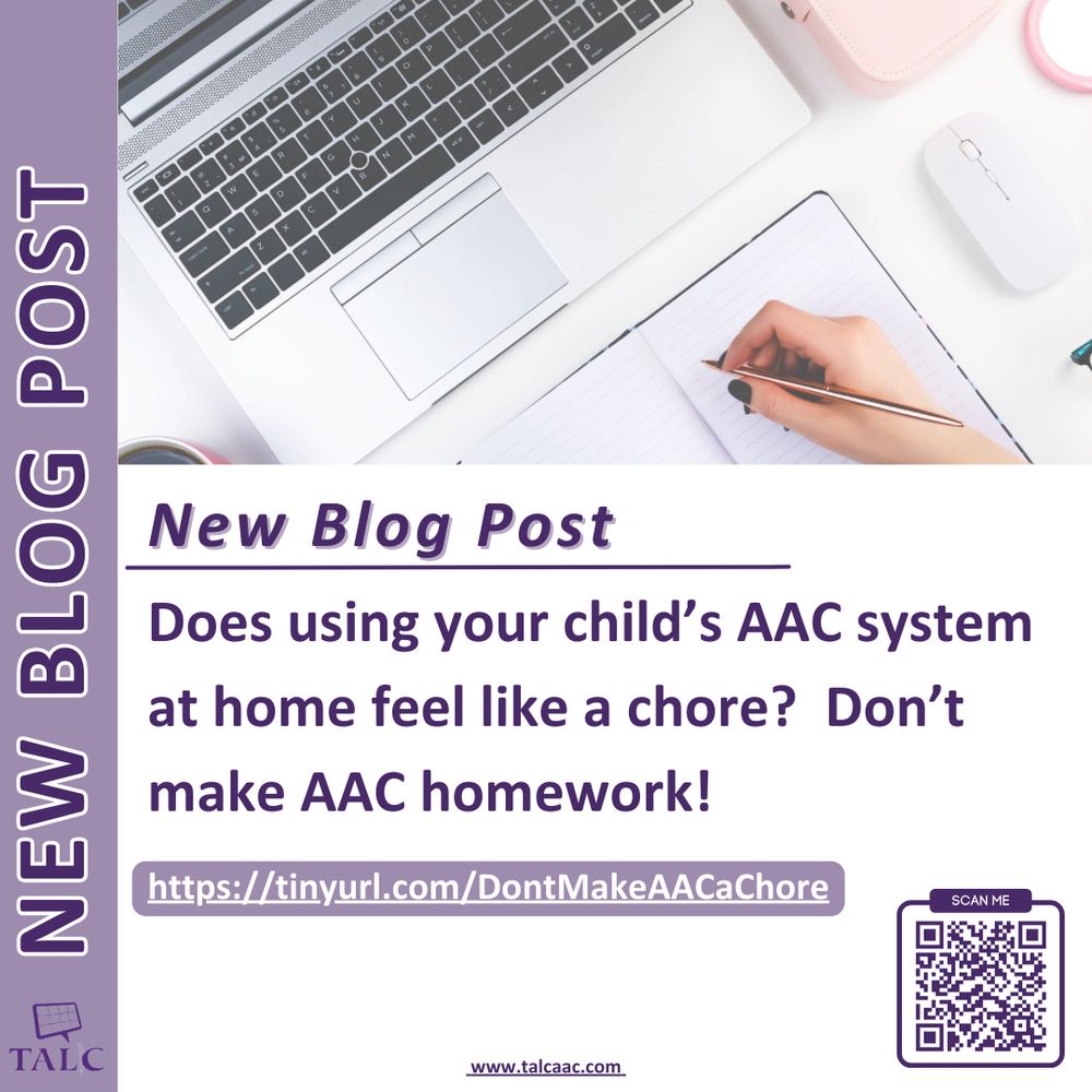 Purple and white graphic reading "New Blog Post" with image of a computer and hand holding pen.