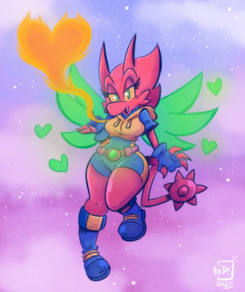 Holo blows a flaming shaped heart, high above the beautiful skies!❤️❤️‍🔥