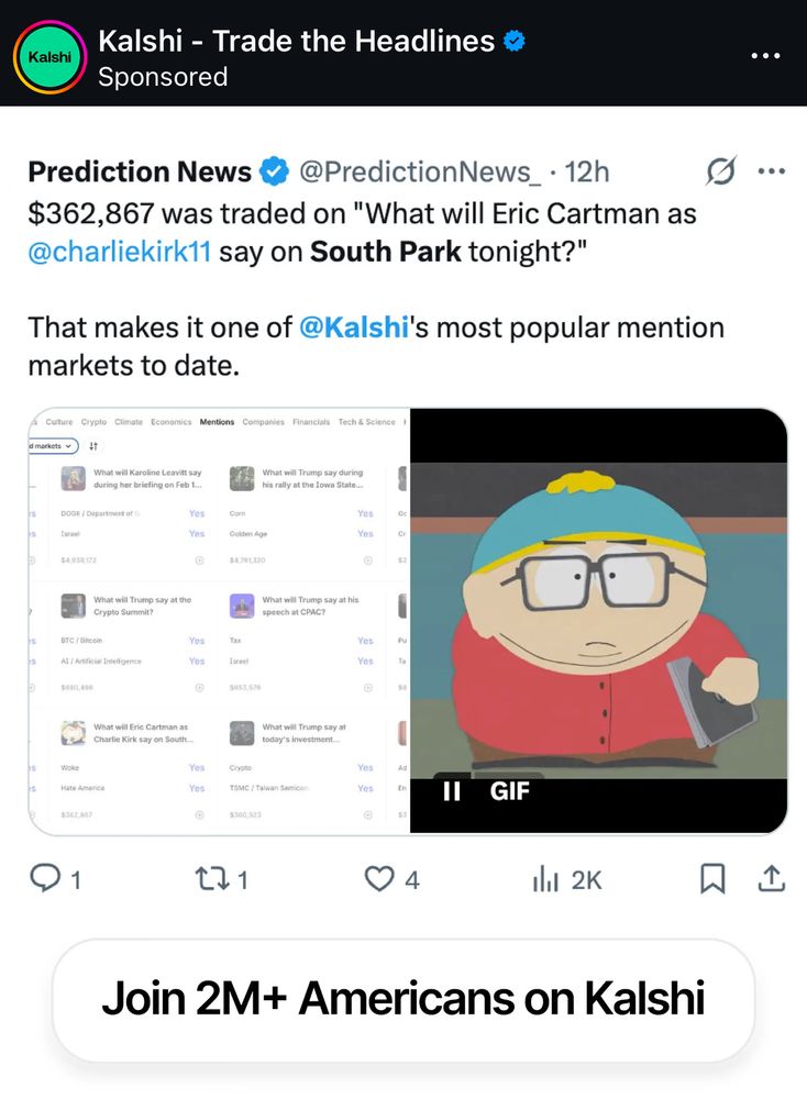 Site where you can place bets on SouthPark plot lines