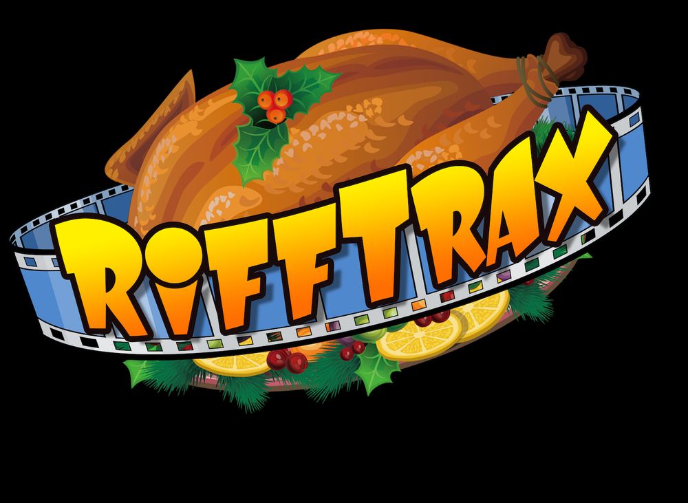 The RiffTrax logo with a Turkey in place of a Microphone head