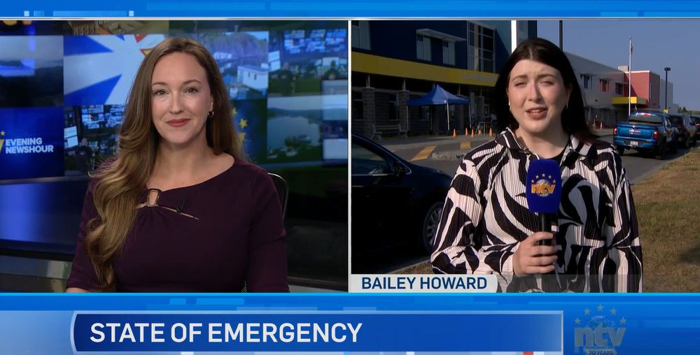 Amanda Mews anchors the NTV Sunday Evening Newshour while Bailey Howard reports on the wildfire state of emergency.