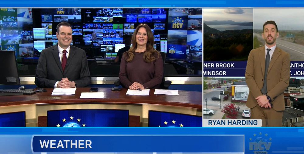 Michael Connors and Toni-Marie Wiseman co-anchor the NTV Evening Newshour while Ryan Harding delivers the weather forecast.