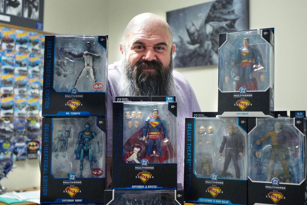 Leonel "L.T." Flores with his Superman collection Wednesday, July 9, 2025 in McAllen. (Delcia Lopez | dlopez@themonitor.com)