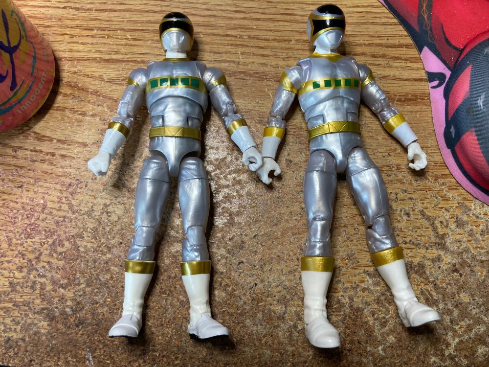 picture of the Lightning Collection Power Rangers in Space Silver Ranger. One came with a bike and has floppy legs, the other is from Walgreens and no bike or floppy legs. 