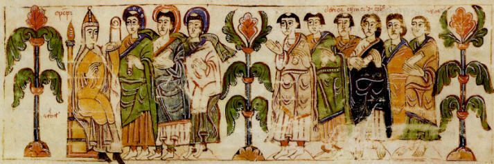 Depiction of the inhabitants of Toledo in 976 AD from the Codex Vigilanus (Wikimedia Commons).