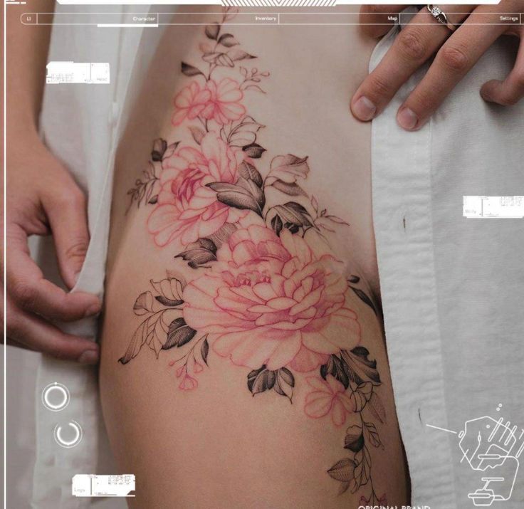 Hip flower tattoo idea references
