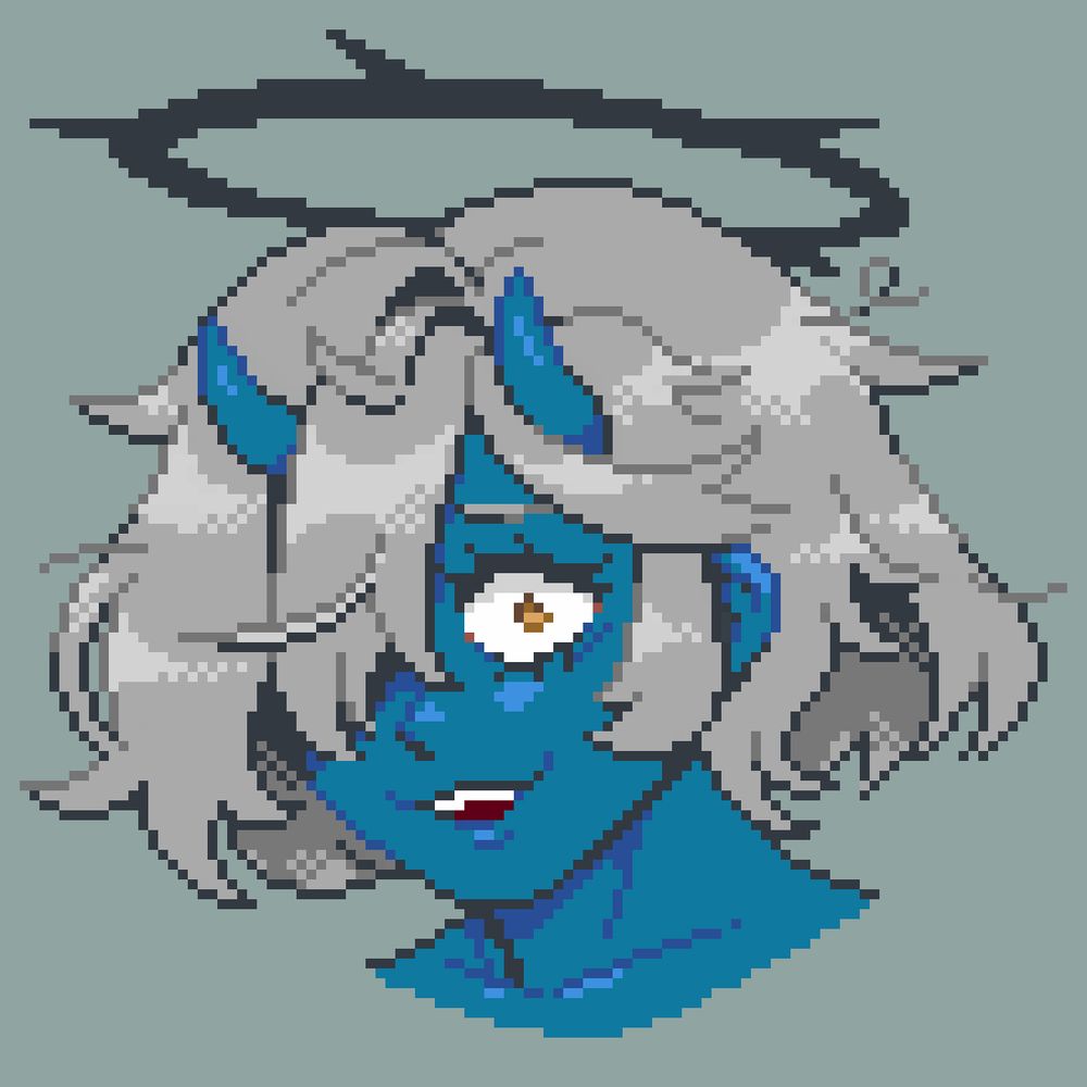 Another updated version of the Happy Chaos pixel art bust, mainly adding simple dithered shading. This is the final!! Probably.