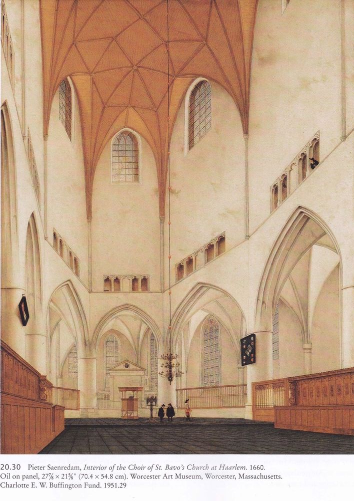 Pieter Saenredam, Interior of the Choir of St. Bavo's Church at Haarlem. 1660.
Oil on panel, 27% × 21%" (70.4 x 54.8 cm). Worcester Art Museum, Worcester, Massachusetts.
Charlotte E. W. Buffington Fund. 1951.29