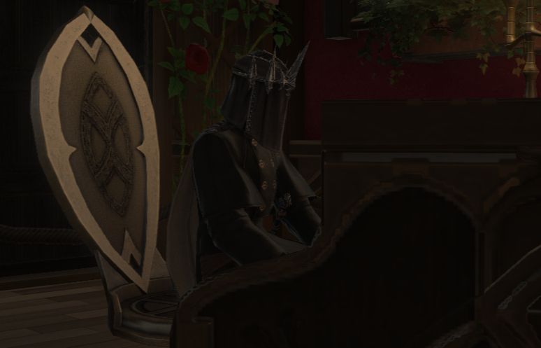 Said intruder wondering, "have we not matured past 'swords inside the house' yet? No, theres too many painting up still" 