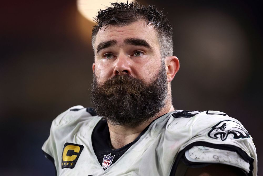 Jason Kelce, clearly unaware how magnificent is beard is.