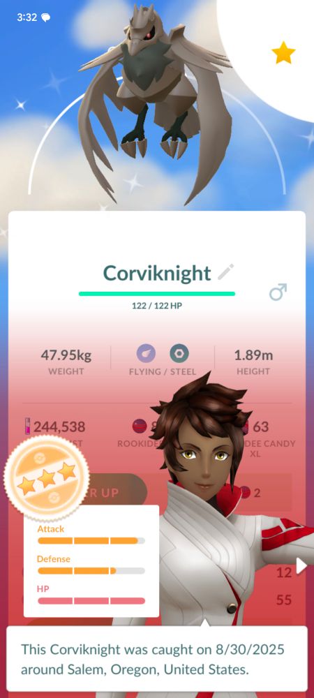 Screenshot of a very big bird Pokemon 