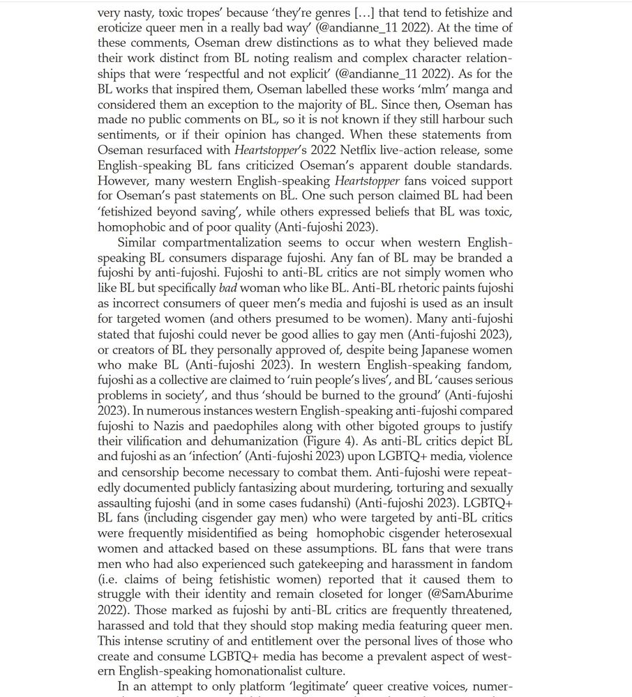 screenshot from 'The influence of transphobia, homonationalism and anti-Asian prejudice: Anti-BL attitudes in English-speaking fandoms' discussing homonationalism