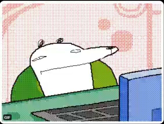 blank faced dissociating dog drawn by kekeflipnote