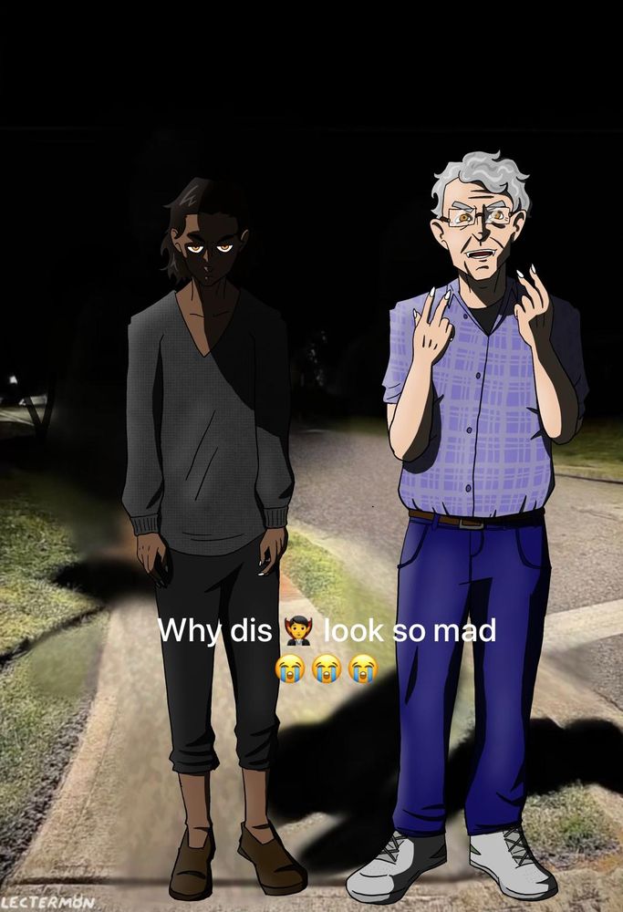Armand and Daniel Molloy (from iwtv) standing next to each other. Armand looks very pissed while Daniel looks happy. Armand already turned him. In the middle of the picture there is the following text "why dis *vampire emoji* look so mad *3 cry emoji*