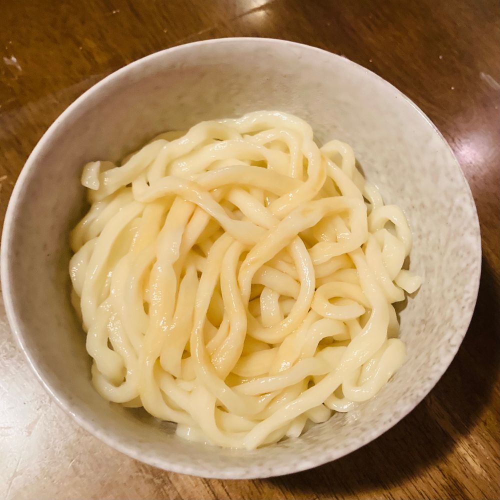 どんぶりに入ったうどんの写真