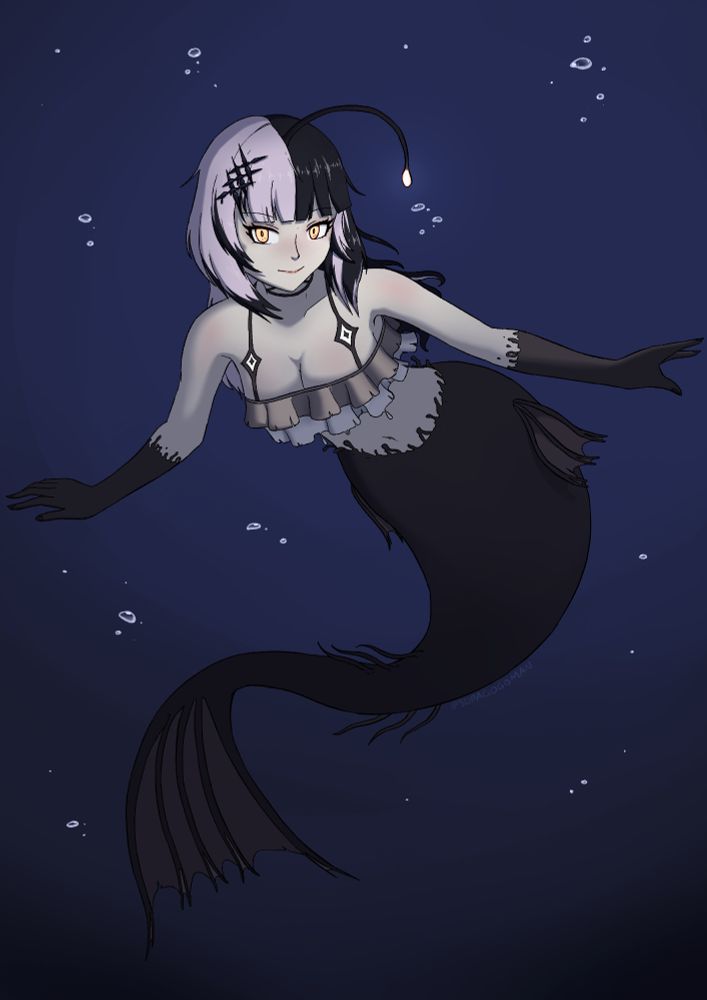 Hololive Vtuber Shiori Novella as an Angler Fish Mermaid