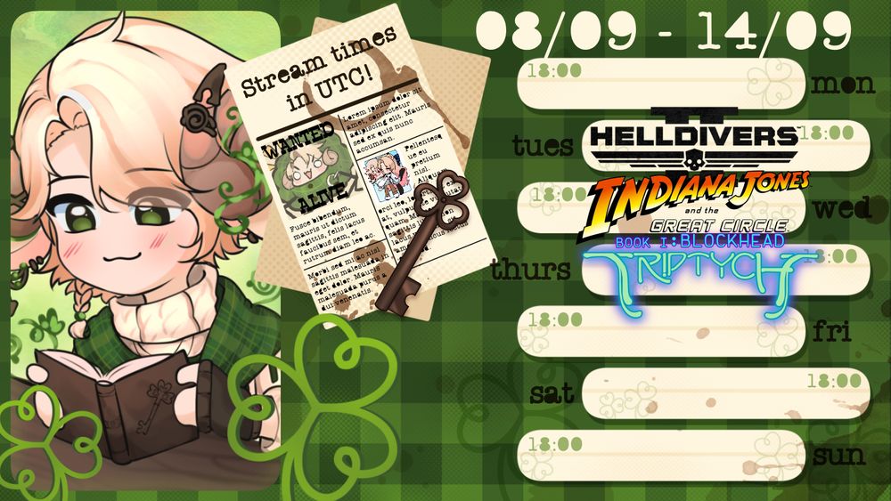 tue helldivers 2
wed indiana jones great circle dlc
thu triptych blockhead